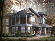 歐式別墅效果圖及施工圖_別墅設計圖紙,新農村別墅,農村自建房設計