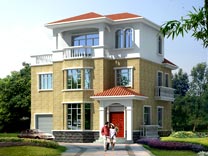 時尚三層帶車庫露臺別墅設計圖紙_別墅設計圖紙,農村房屋設計圖