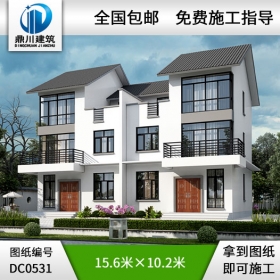 農(nóng)村簡單三層雙拼自建房屋設計圖_別墅設計圖紙,農(nóng)村房屋設計圖