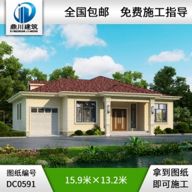 農村一層帶閣樓車庫農村別墅設計圖紙_農村房屋設計圖,鼎川建筑