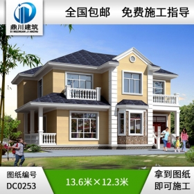 二層簡歐小別墅設計施工圖及效果圖_別墅設計圖紙,鼎川別墅圖紙