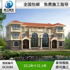 豪華三層復式雙拼別墅圖紙及效果圖_雙拼別墅設計圖紙,鼎川建筑