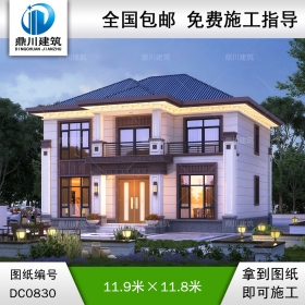 二層新中式小別墅施工圖紙及效果圖_農村自建別墅設計,鼎川建筑