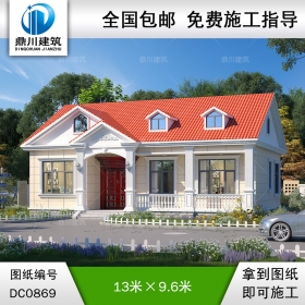 簡(jiǎn)歐一層實(shí)用小別墅別墅施工圖紙及效果圖_農(nóng)村一層平房設(shè)計(jì)圖,鼎川建筑