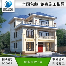 歐式三層實(shí)用別墅施工圖紙及外觀效果圖_農(nóng)村自建房設(shè)計(jì),鼎川建筑