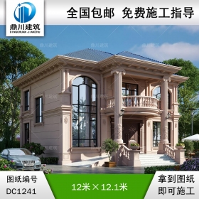 歐式二層別墅施工圖紙及效果圖_農村自建別墅設計,鼎川建筑