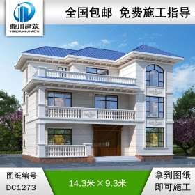 歐式三層別墅施工圖紙及效果圖_農村自建別墅設計,鼎川建筑