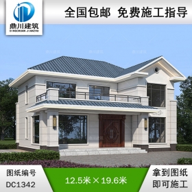 歐式二層別墅施工圖紙及效果圖_農村自建別墅設計,鼎川建筑