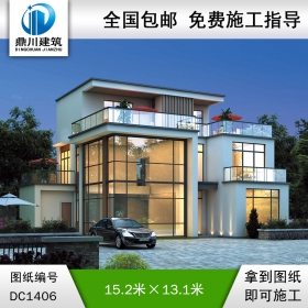 現(xiàn)代三層別墅效果圖及施工圖紙_農(nóng)村自建別墅設(shè)計(jì),鼎川建筑