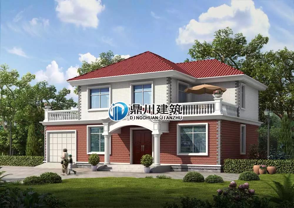 二層帶車庫露臺農村自建房效果圖