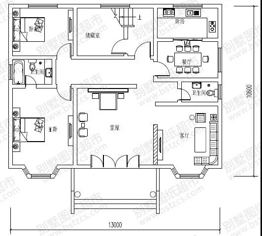 二層帶閣樓別墅設(shè)計(jì)戶型圖