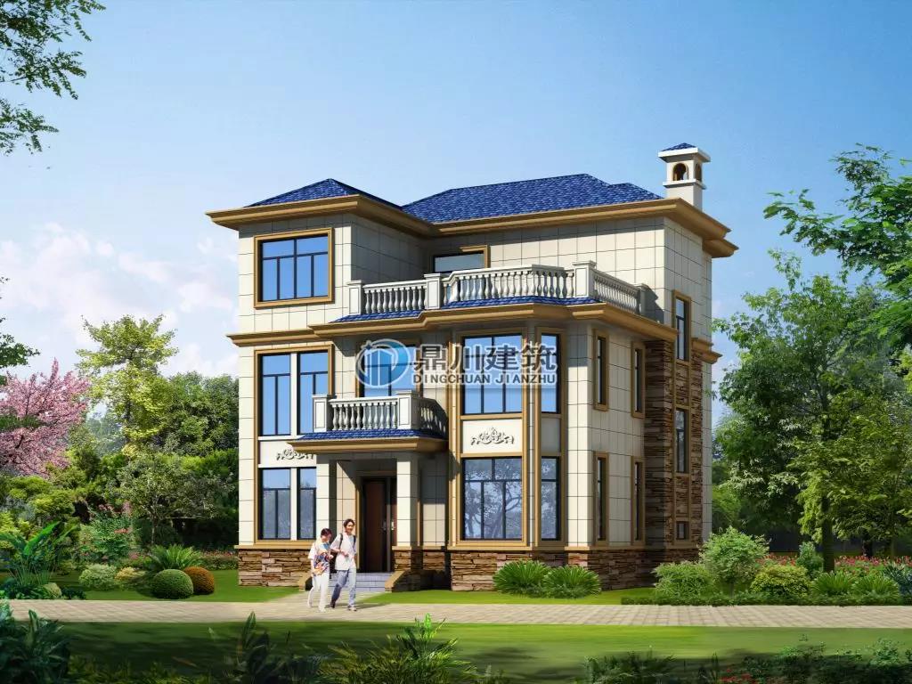 農村三層帶露臺小別墅效果圖